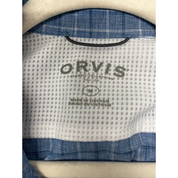 Orvis Men's Blue Check Plaid Button Up Short Sleeve Outdoor Shirt Medium - Picture 6 of 9